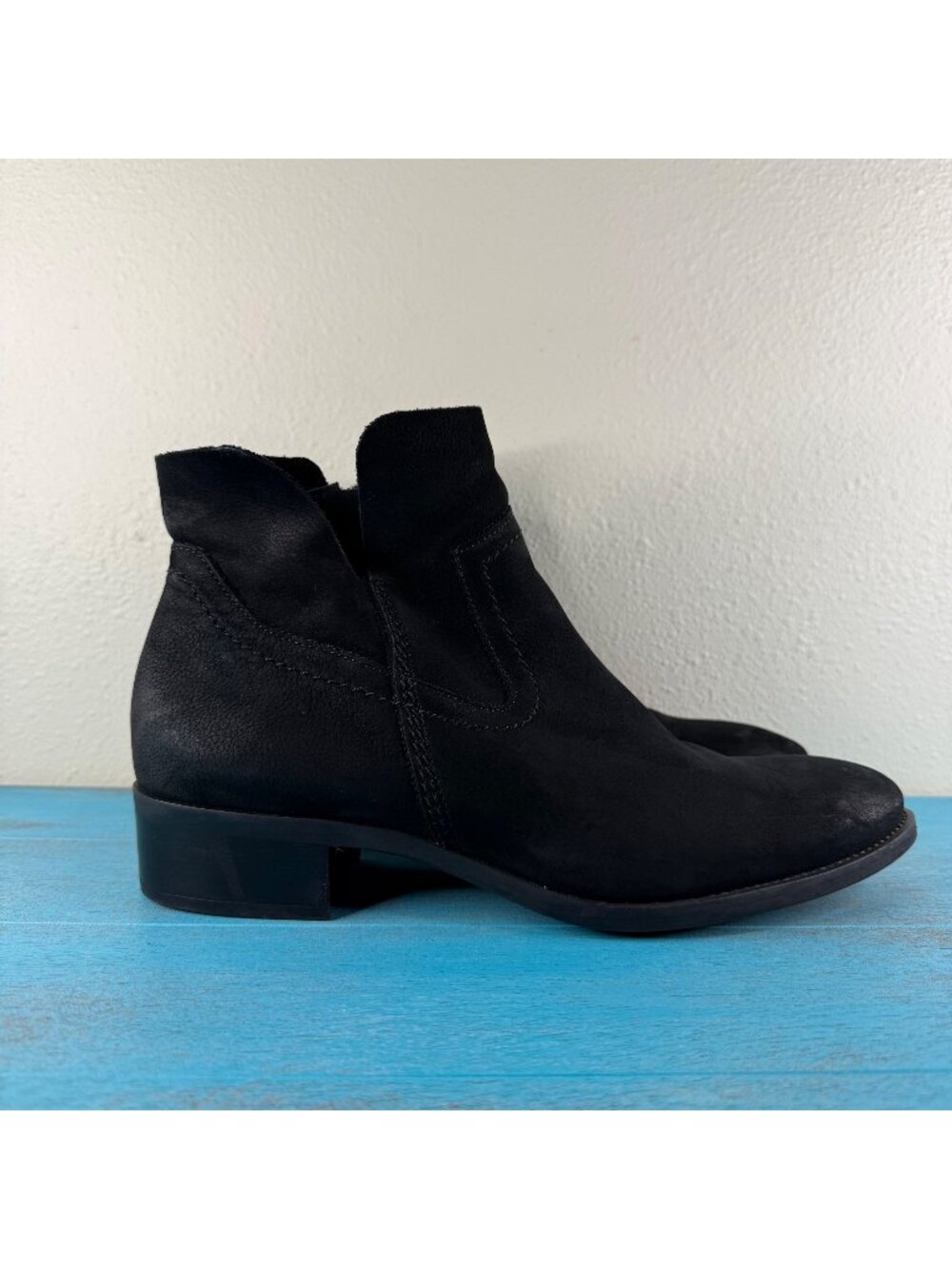 Paul Green Black Suede Heeled Side Zip Booties Sz 6 - US 8.5